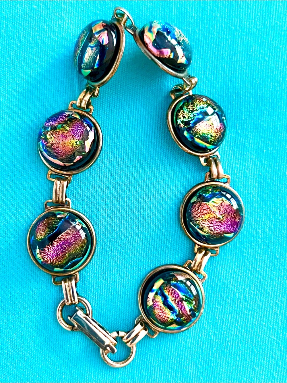 Magical Pink & Green Fused Glass Bracelet 💕